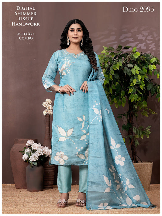 Elegant Blue Floral Ethnic Suit