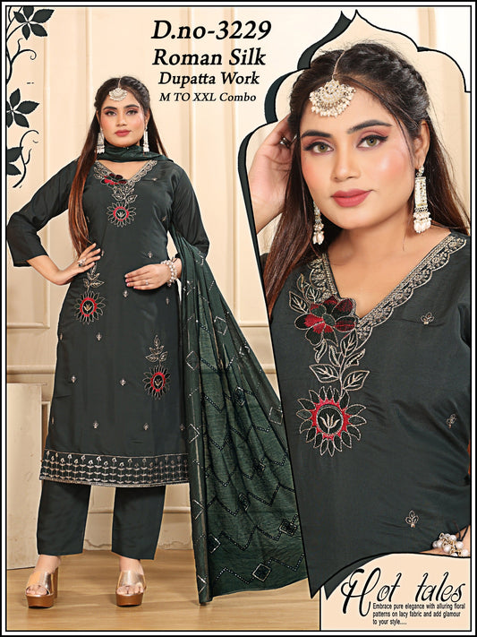 Roman Silk Dupatta Work