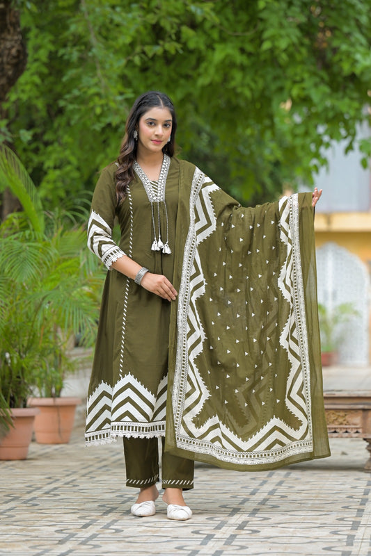 Stylish Cotton Printed Kurta Set with Dupatta – Elegant Daily & Festive Wear 🌿