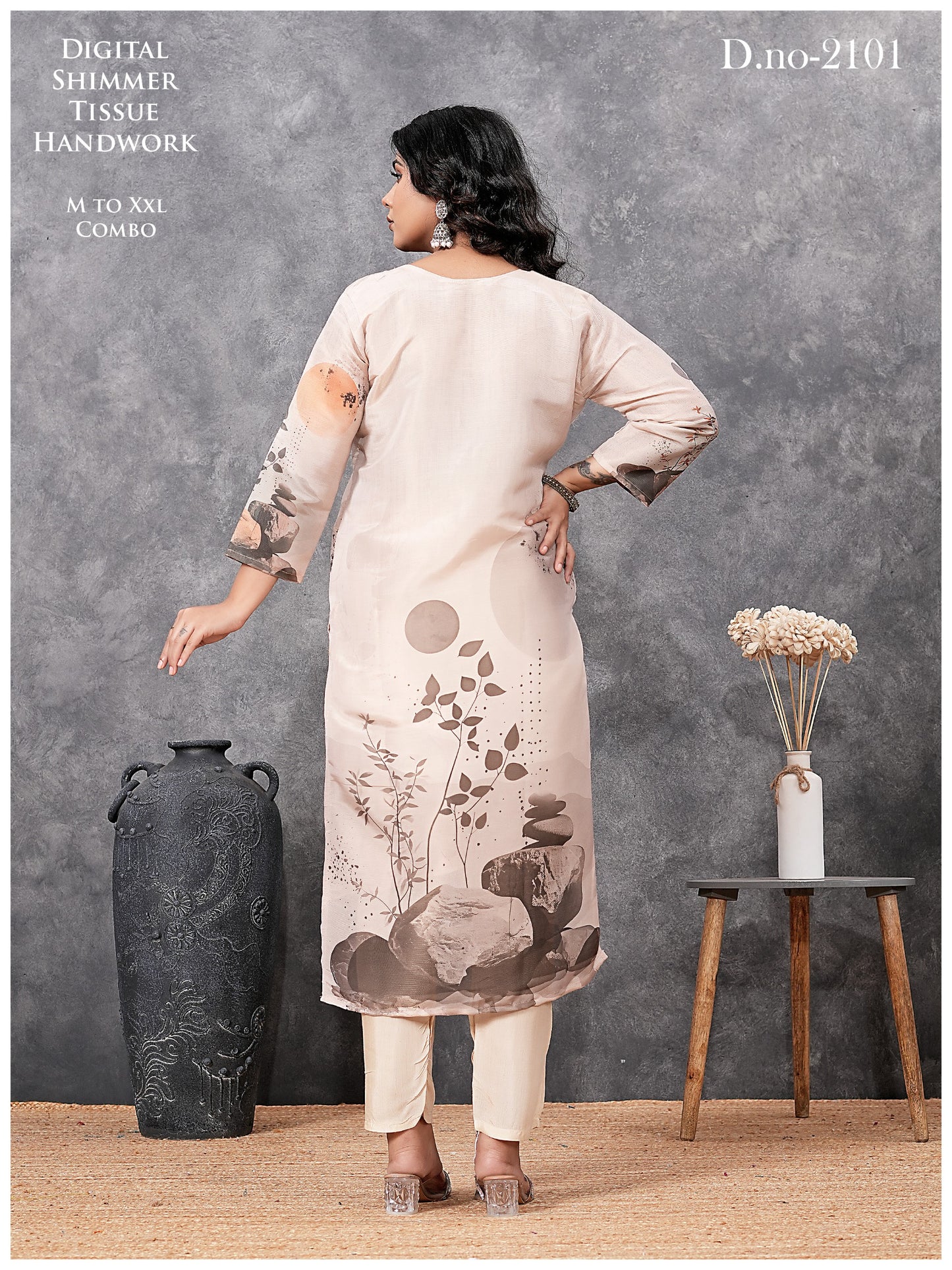 Elegant Beige Abstract Ethnic Suit