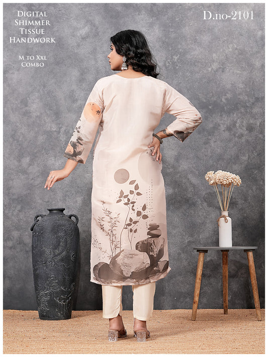 Elegant Beige Abstract Ethnic Suit