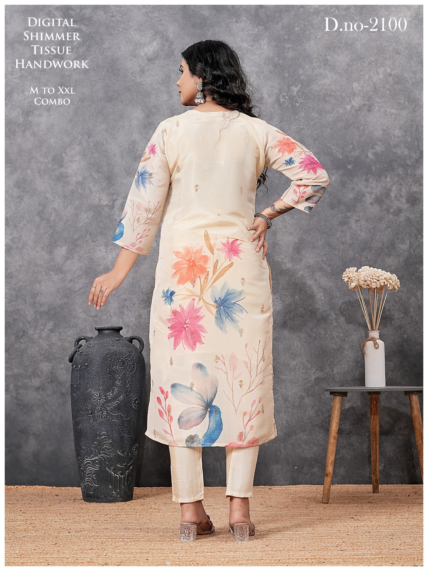 Premium Cream Floral Ethnic Suit