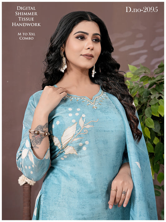 Elegant Blue Floral Ethnic Suit