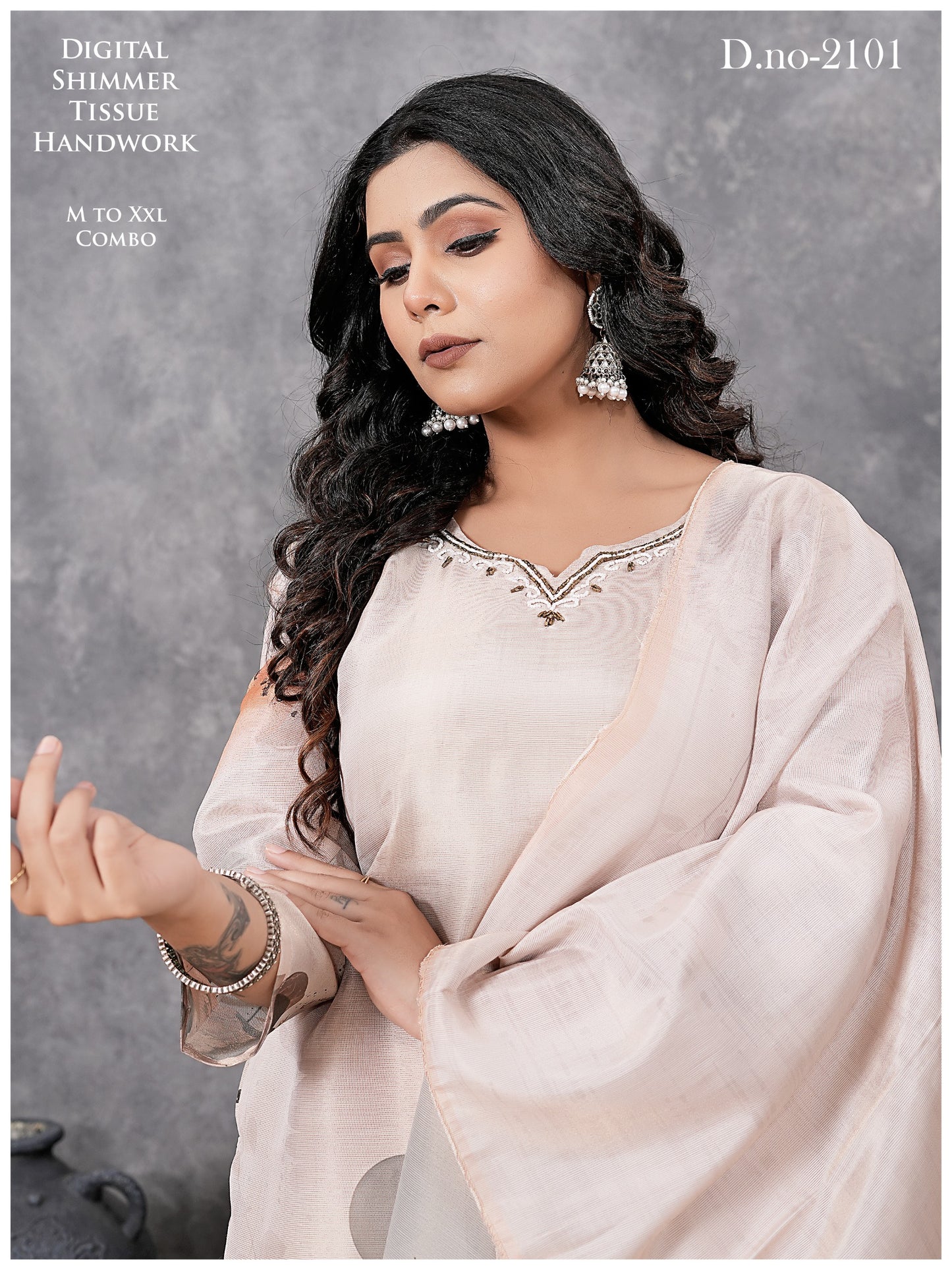 Elegant Beige Abstract Ethnic Suit
