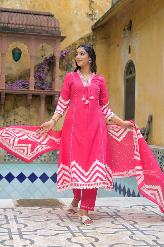 Stylish Cotton Printed Kurta Set with Dupatta – Elegant Daily & Festive Wear
