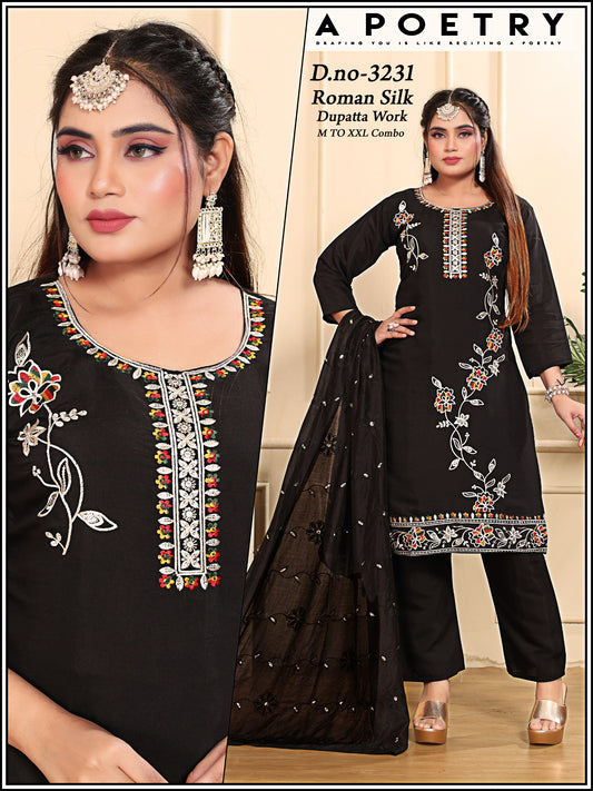 Roman silk embroidery work design 3pcs set